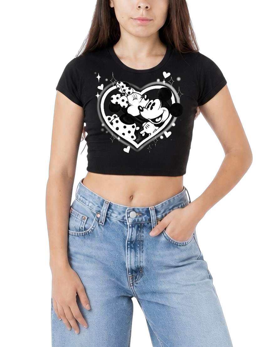 white heart airbrush crop top