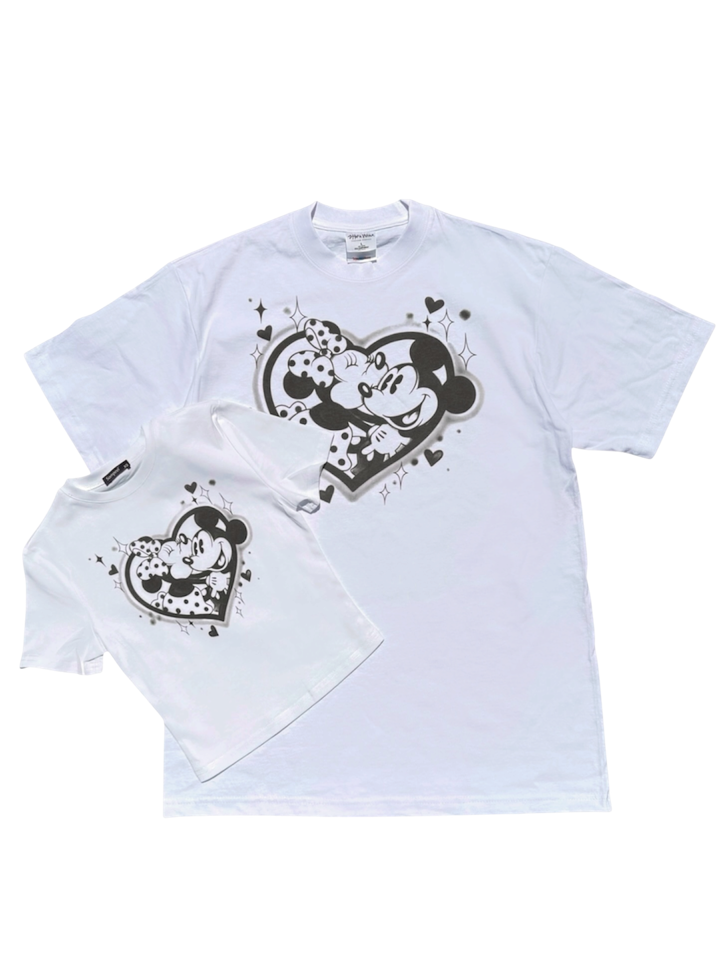 mickey & minnie black airbrush women’s crop top