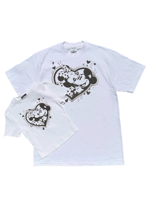 mickey & minnie black airbrush women’s crop top
