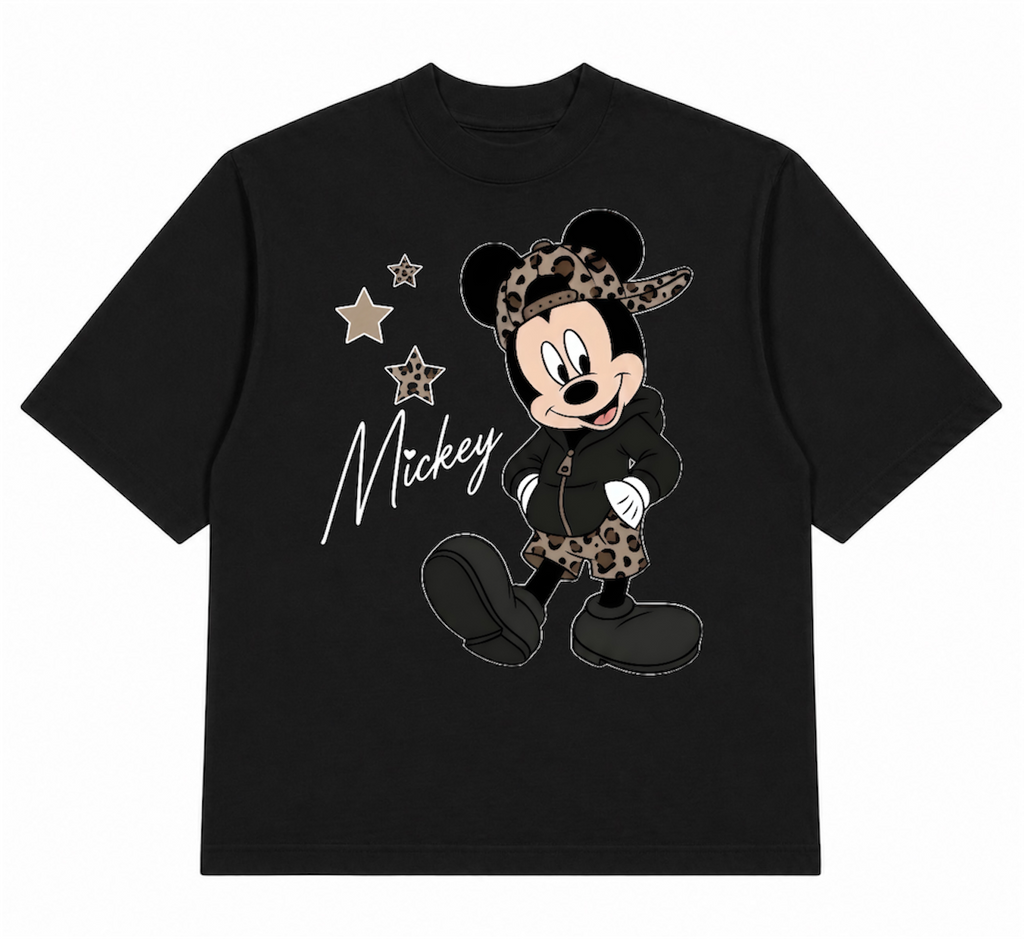 cheetah mickey cropped tee