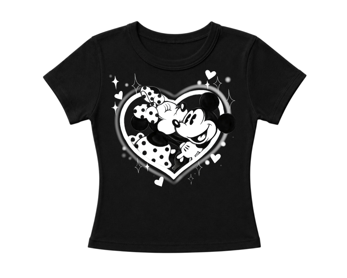 white heart airbrush women’s fitted tee