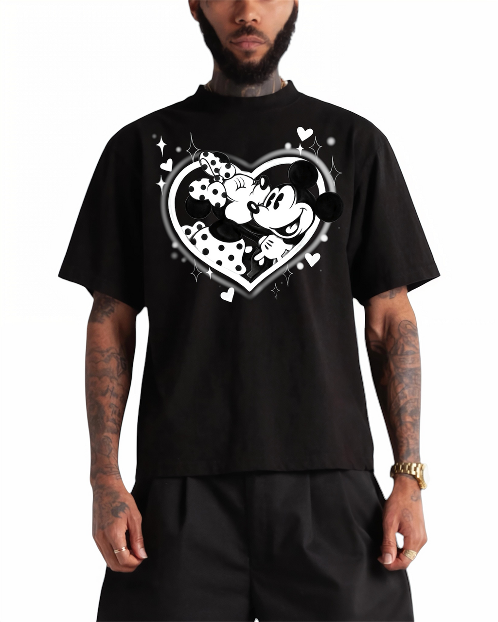 white heart airbrush cropped tee