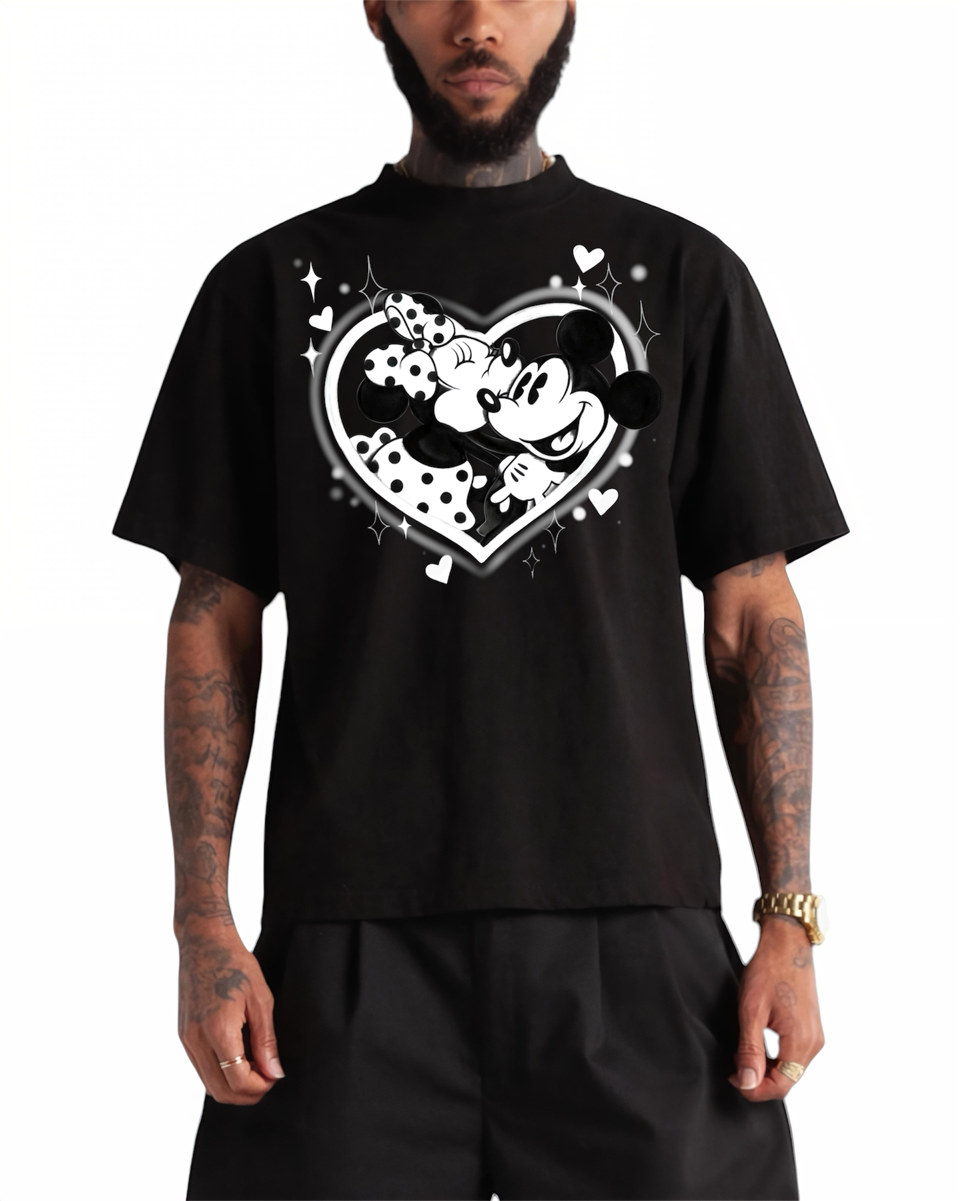 white heart airbrush cropped tee