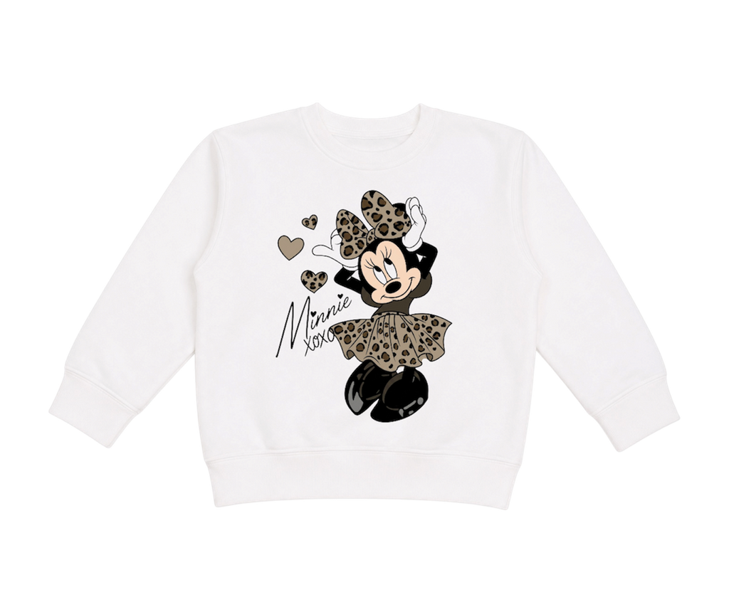 kids cheetah minnie crewneck