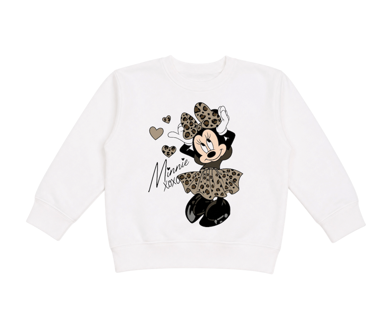 kids cheetah minnie crewneck