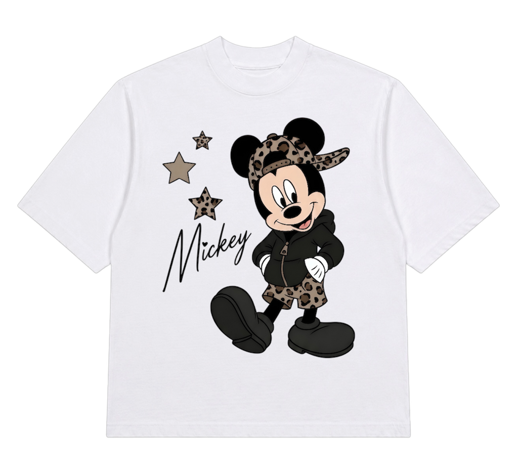cheetah mickey cropped tee