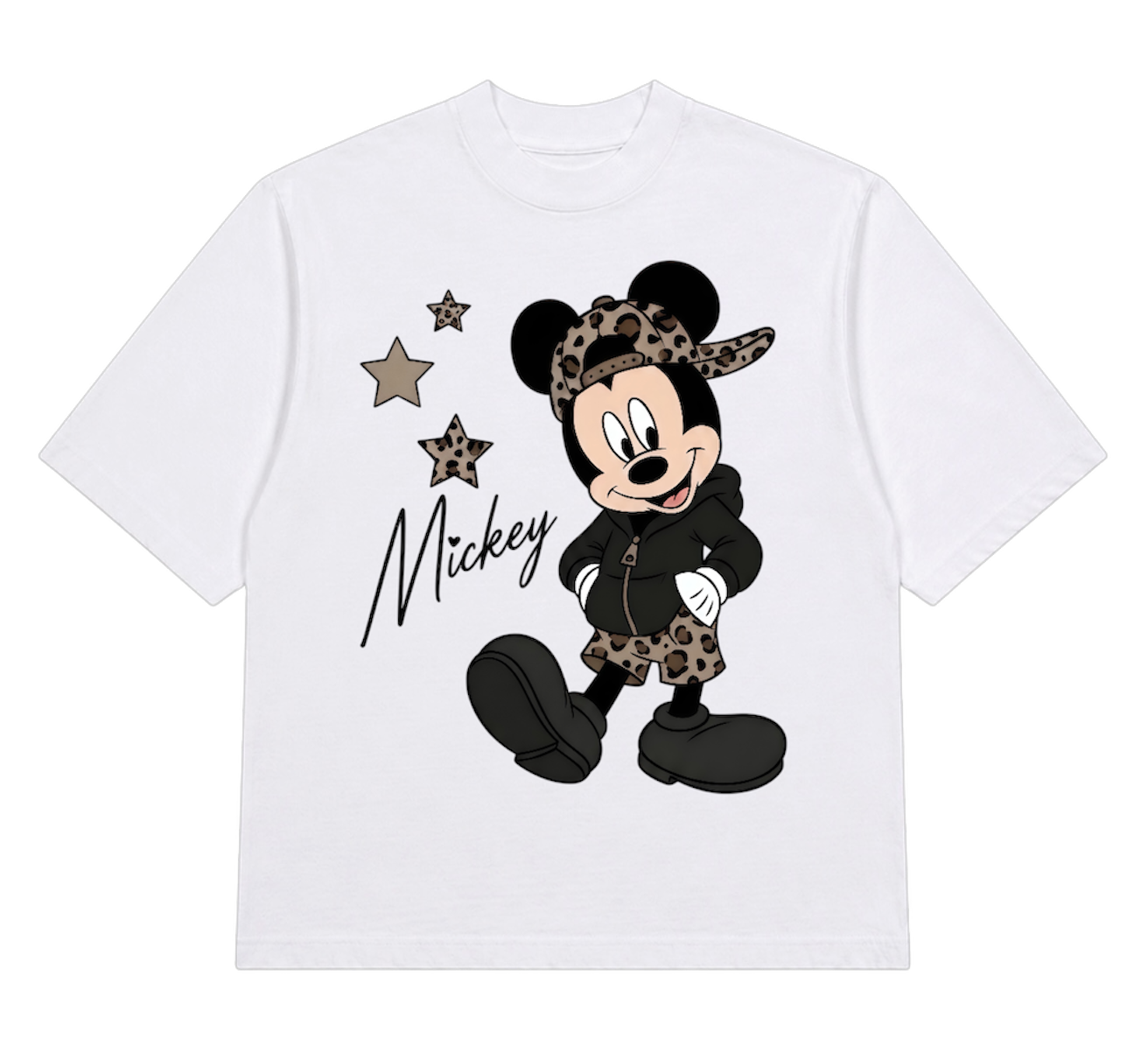 cheetah mickey cropped tee