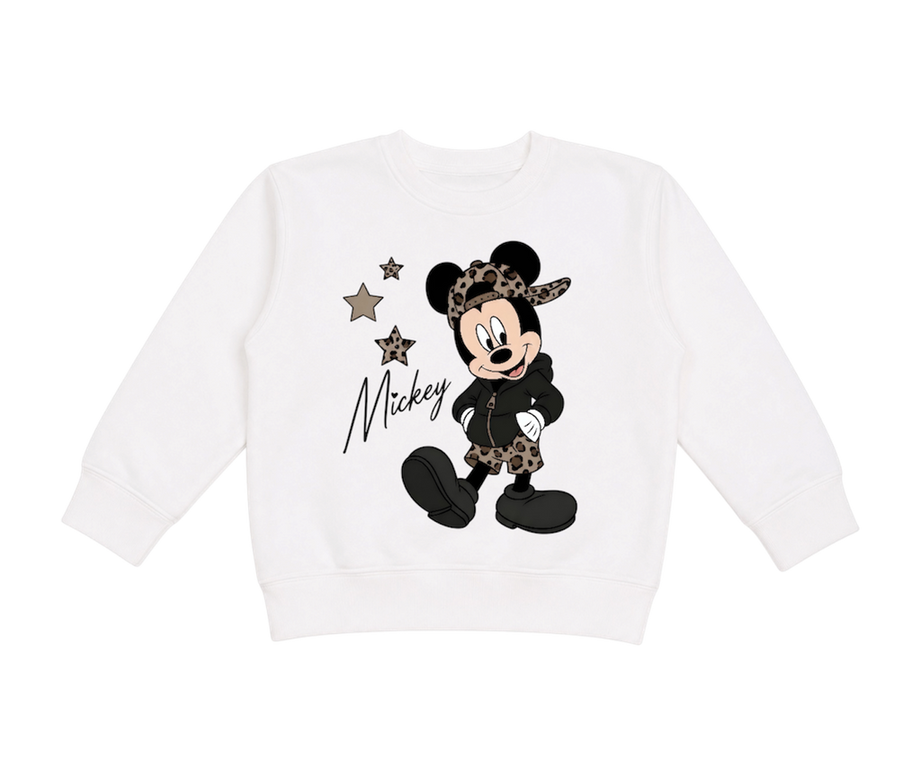 kids cheetah mickey crewneck