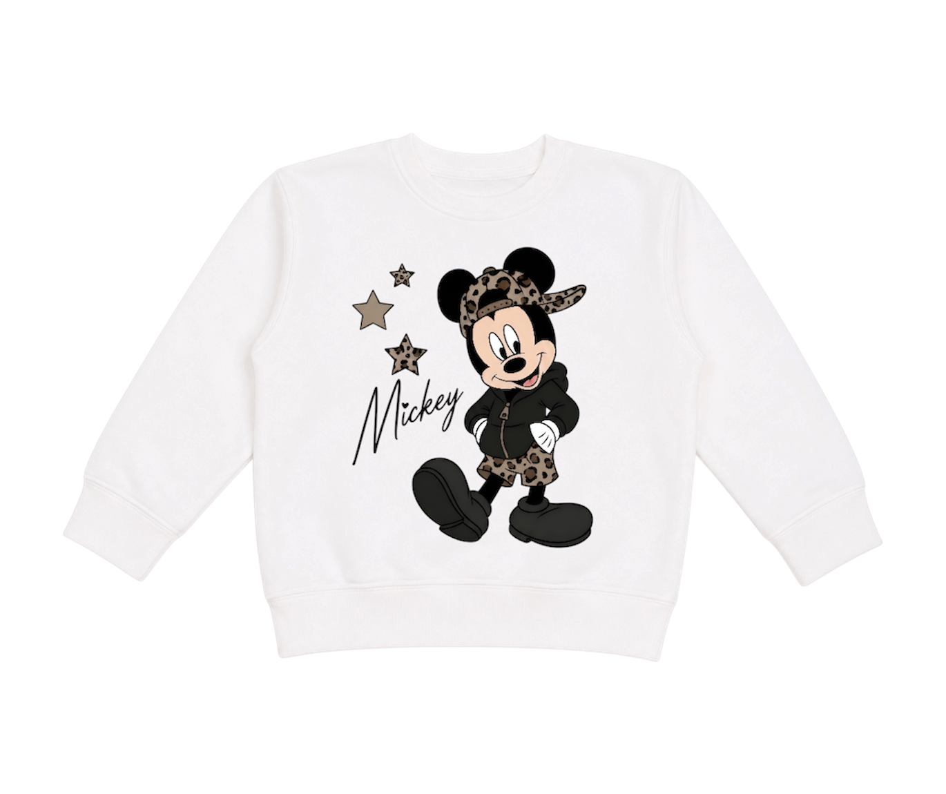 kids cheetah mickey crewneck