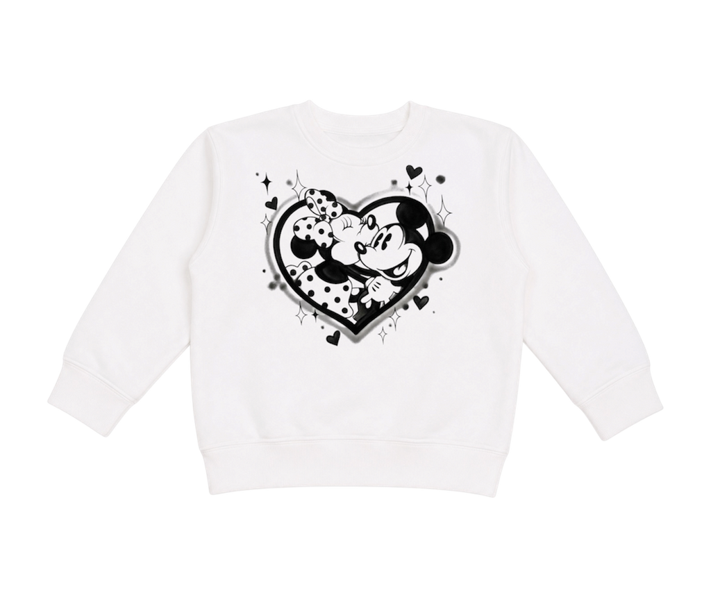 kids black heart crewneck