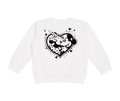 kids black heart crewneck