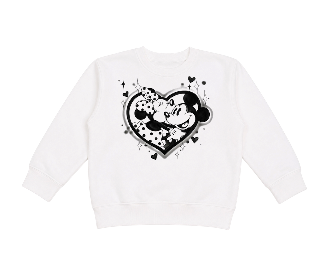 kids black heart crewneck