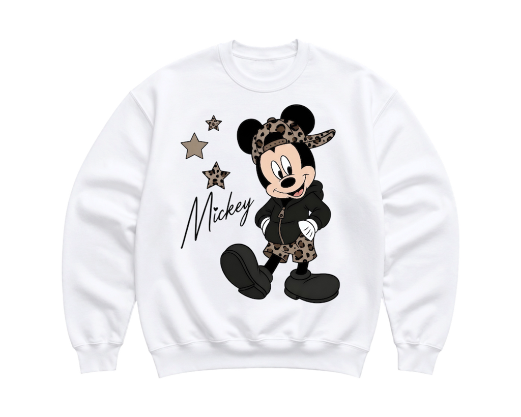 cheetah mickey crewneck