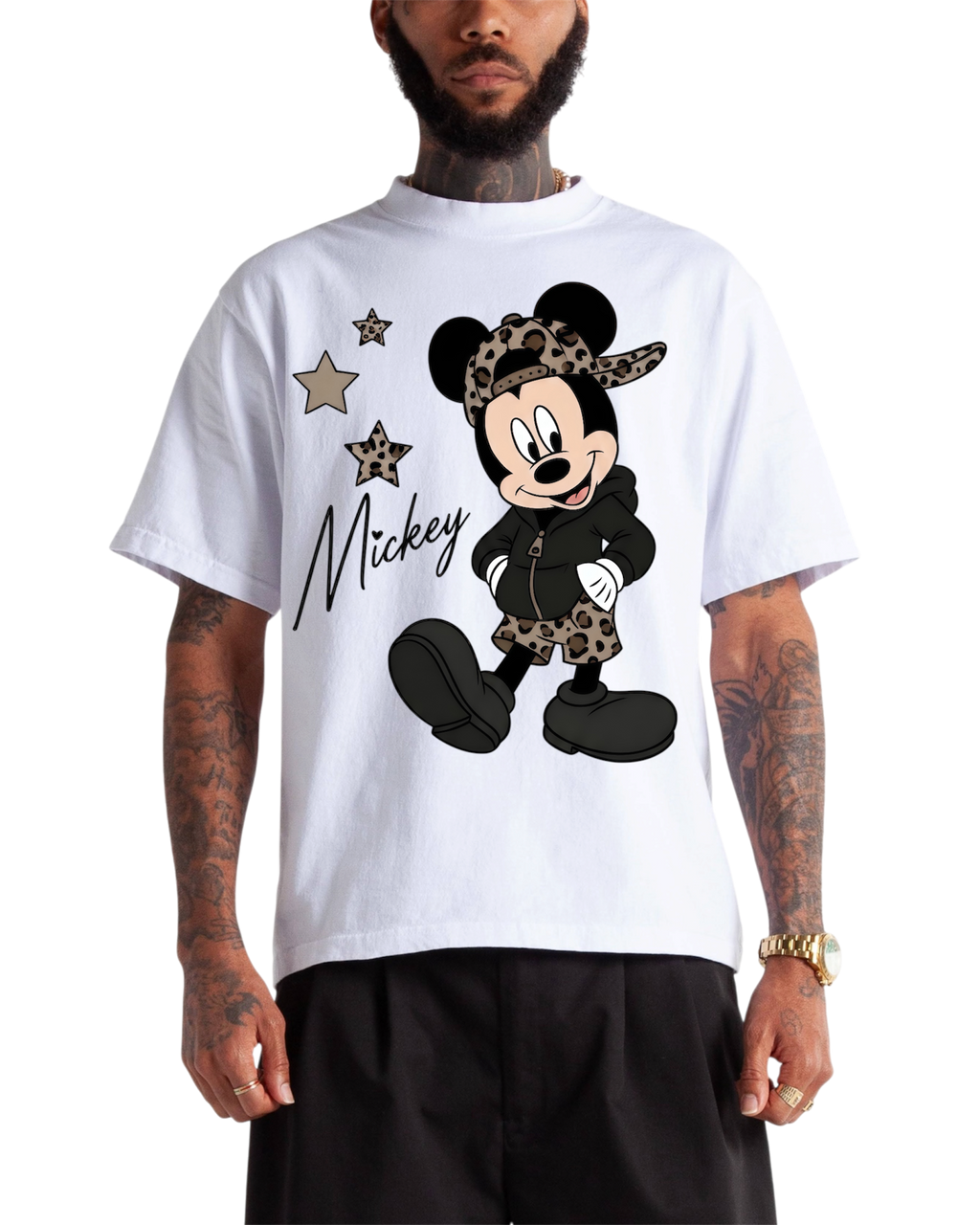 cheetah mickey cropped tee