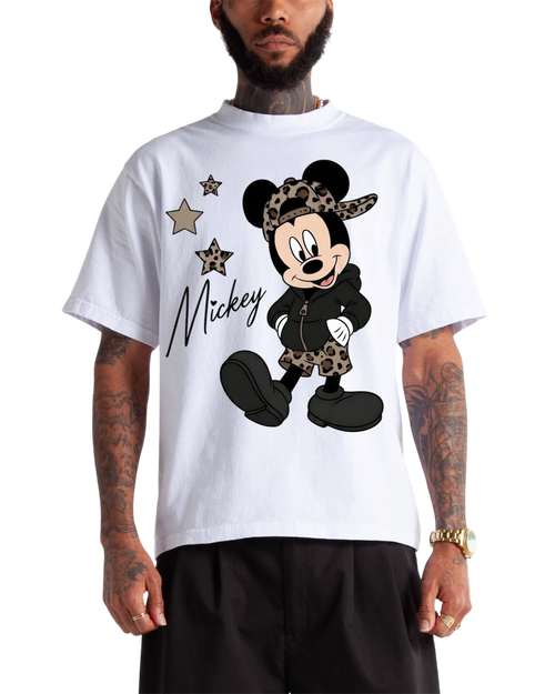 cheetah mickey cropped tee