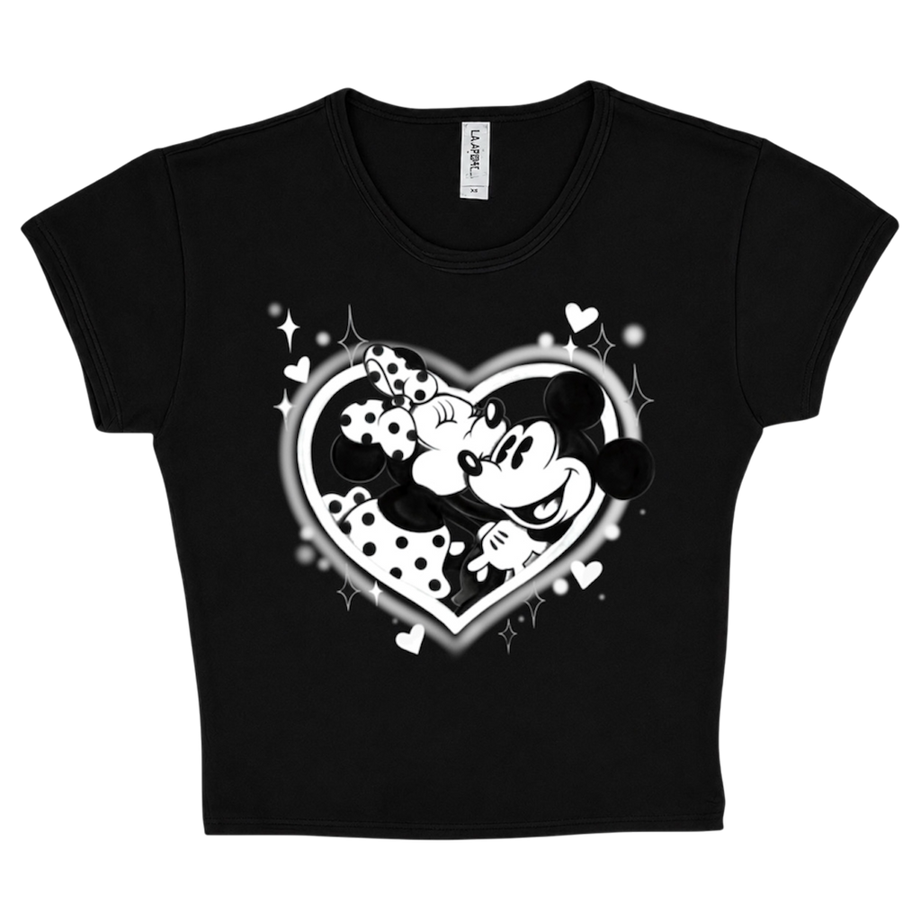white heart airbrush crop top