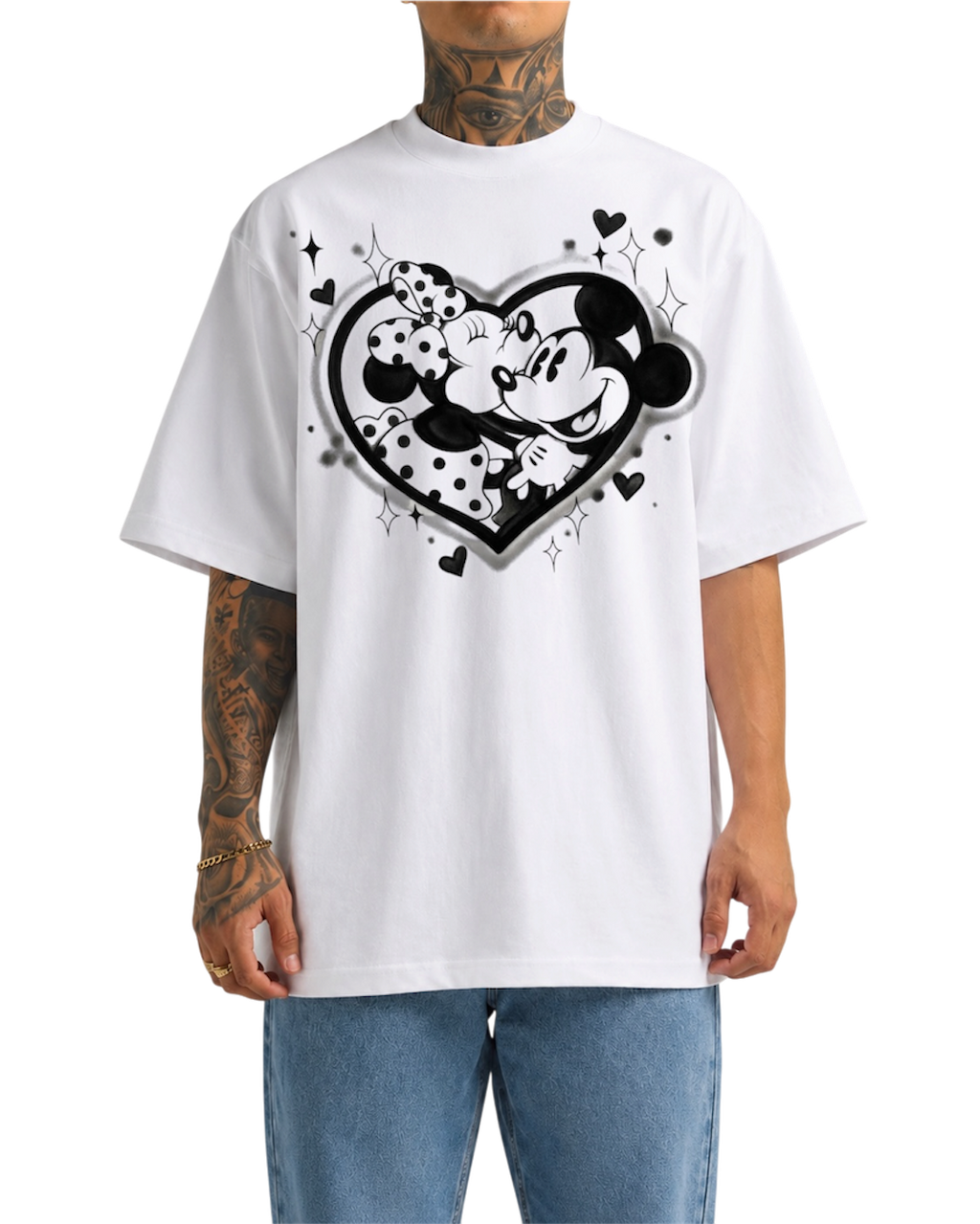 black heart airbush tee