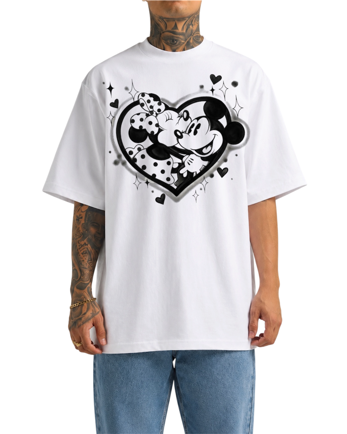 black heart airbush tee