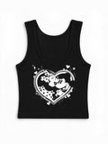 white heart airbrush crop tank