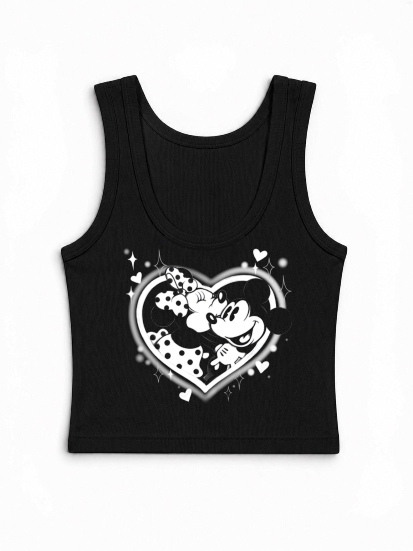 white heart airbrush crop tank