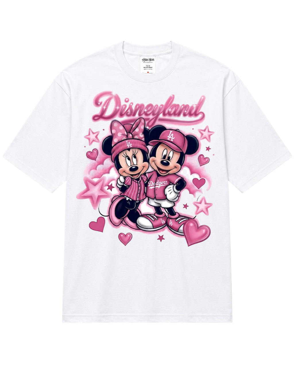 pink disneyland x dodgers tee