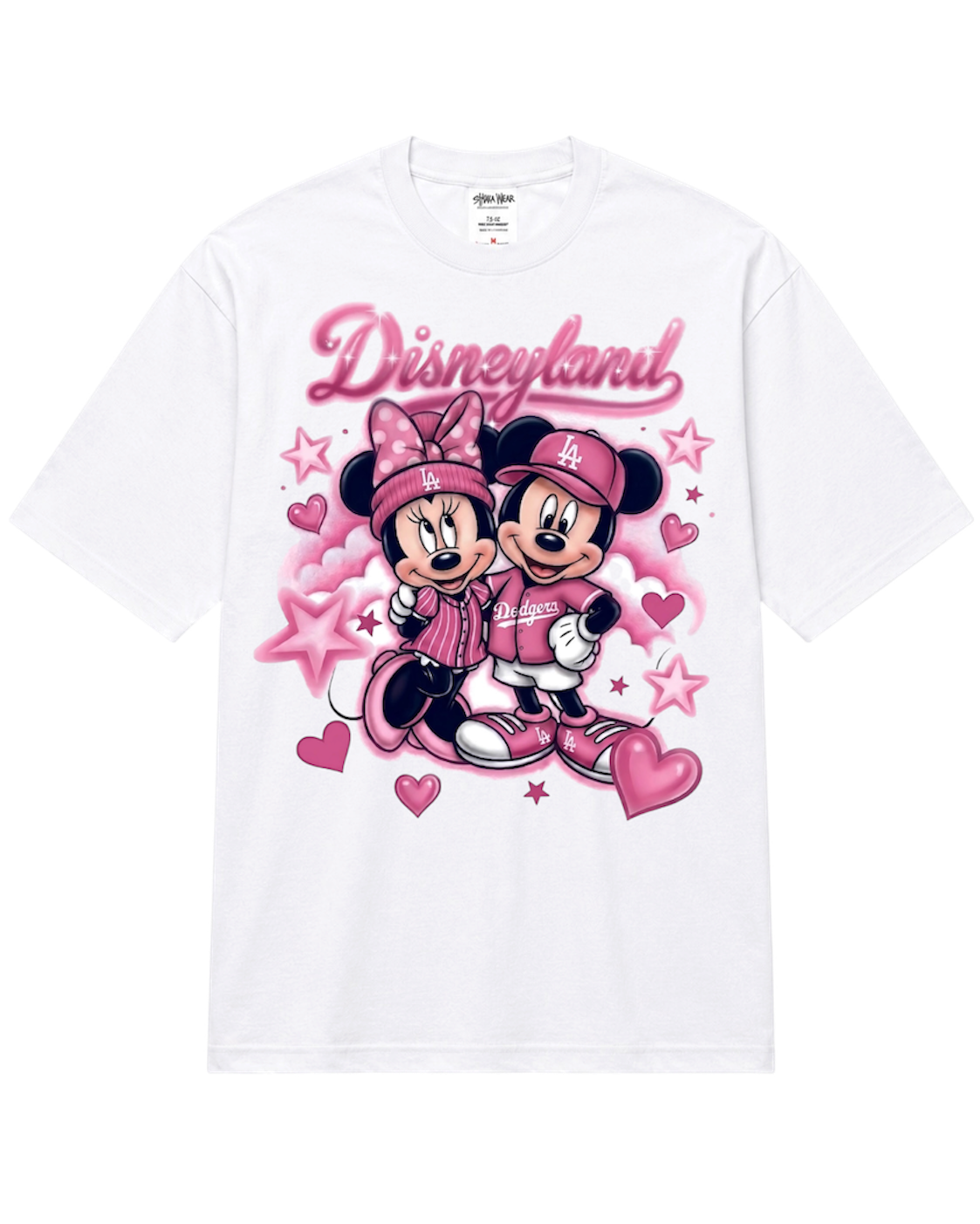 pink disneyland x dodgers tee