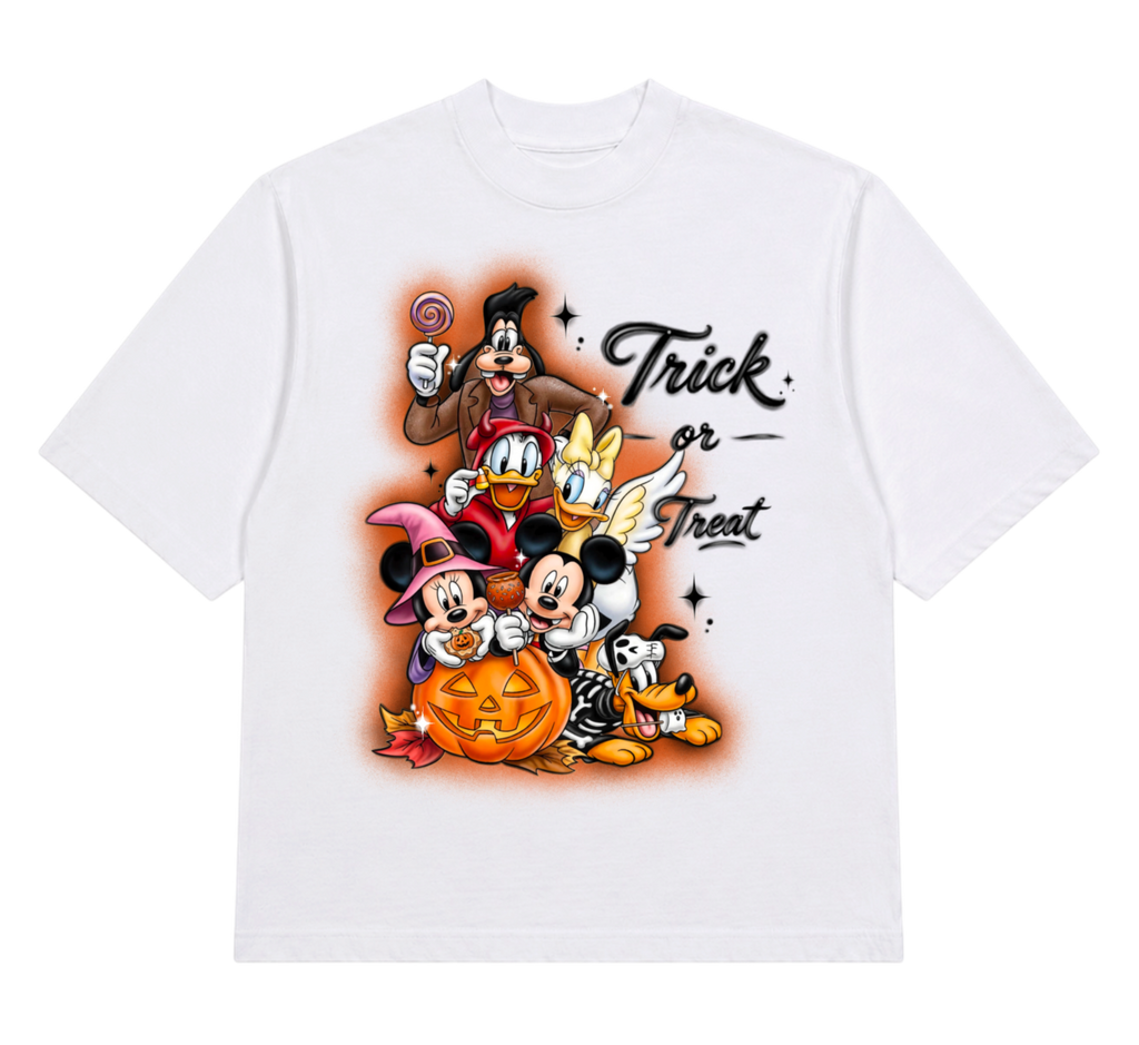 “trick or treat” cropped tee