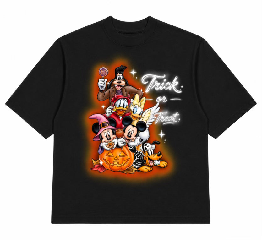 “trick or treat” cropped tee