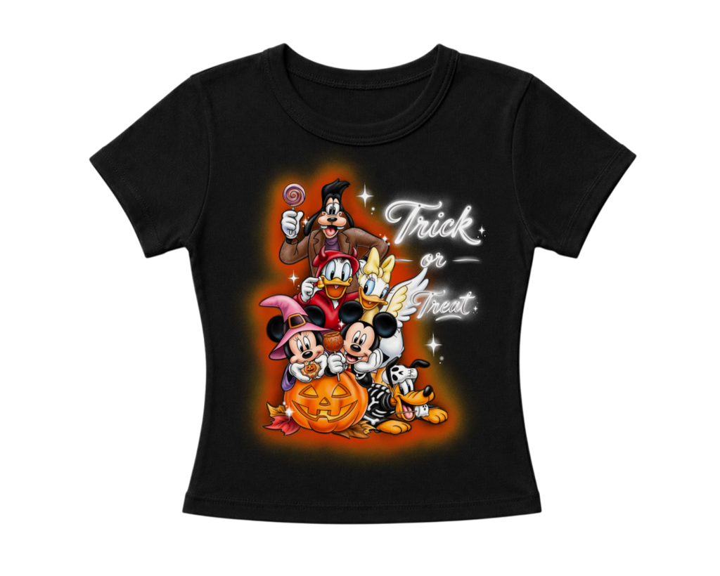 “trick or treat” women’s fitted tee