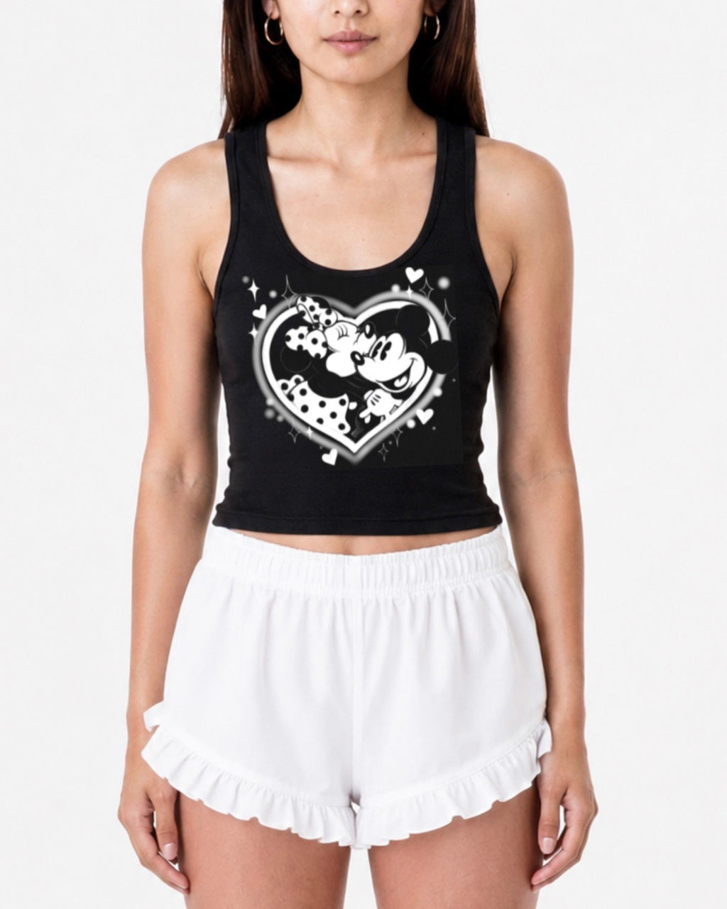 white heart airbrush crop tank