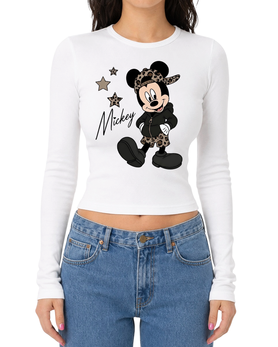cheetah mickey fitted long sleeve